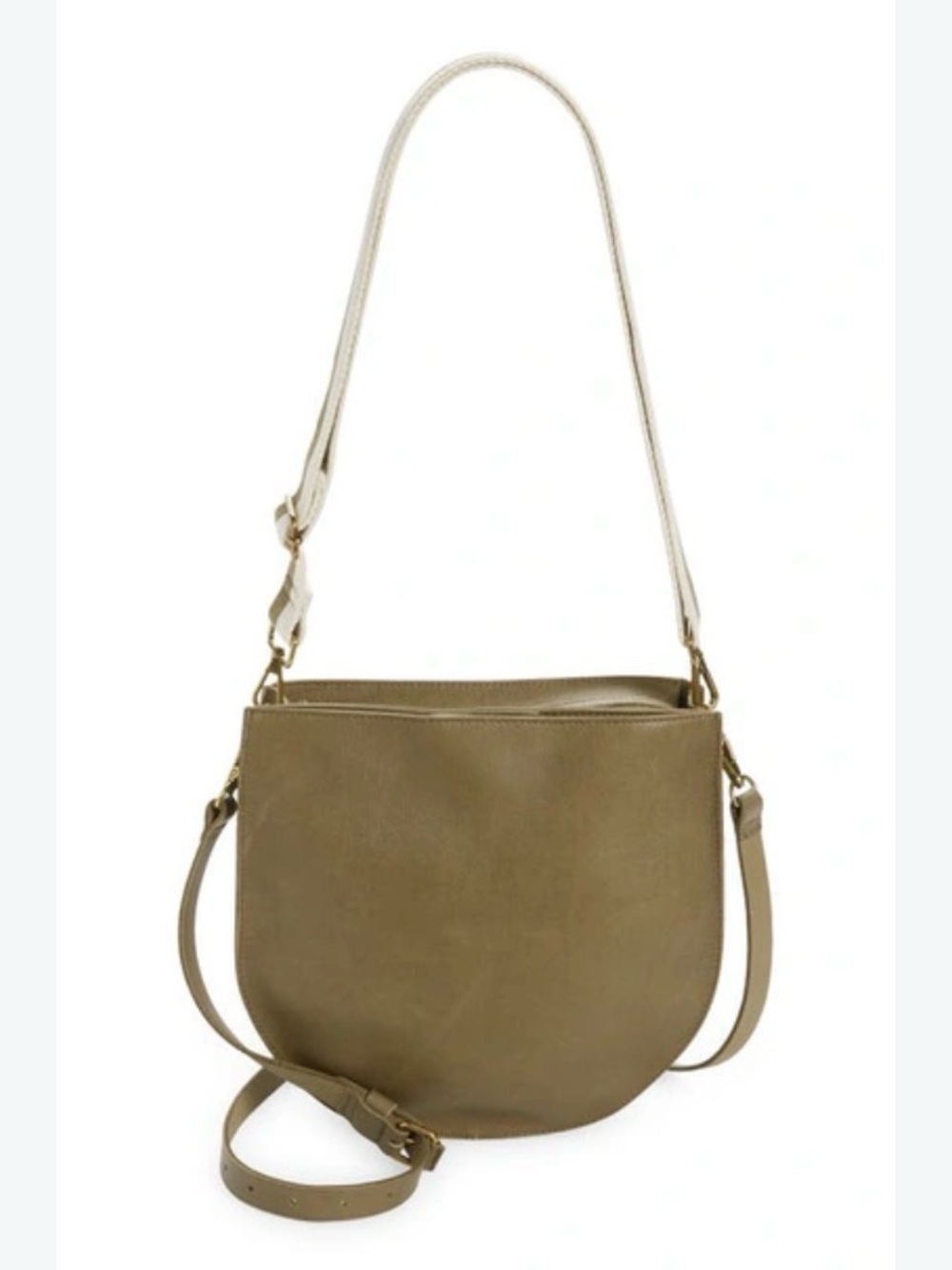 Madewell Transport Saddlebag Olive Green Leather Crossbody Webbed Strap